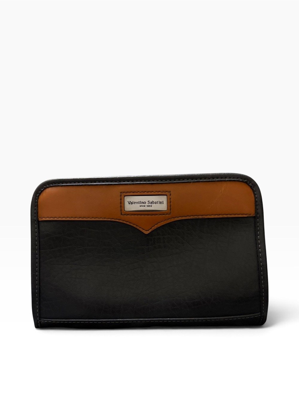 Valentino Sabatini Two-Tone Zip Wallet in Black & Brown